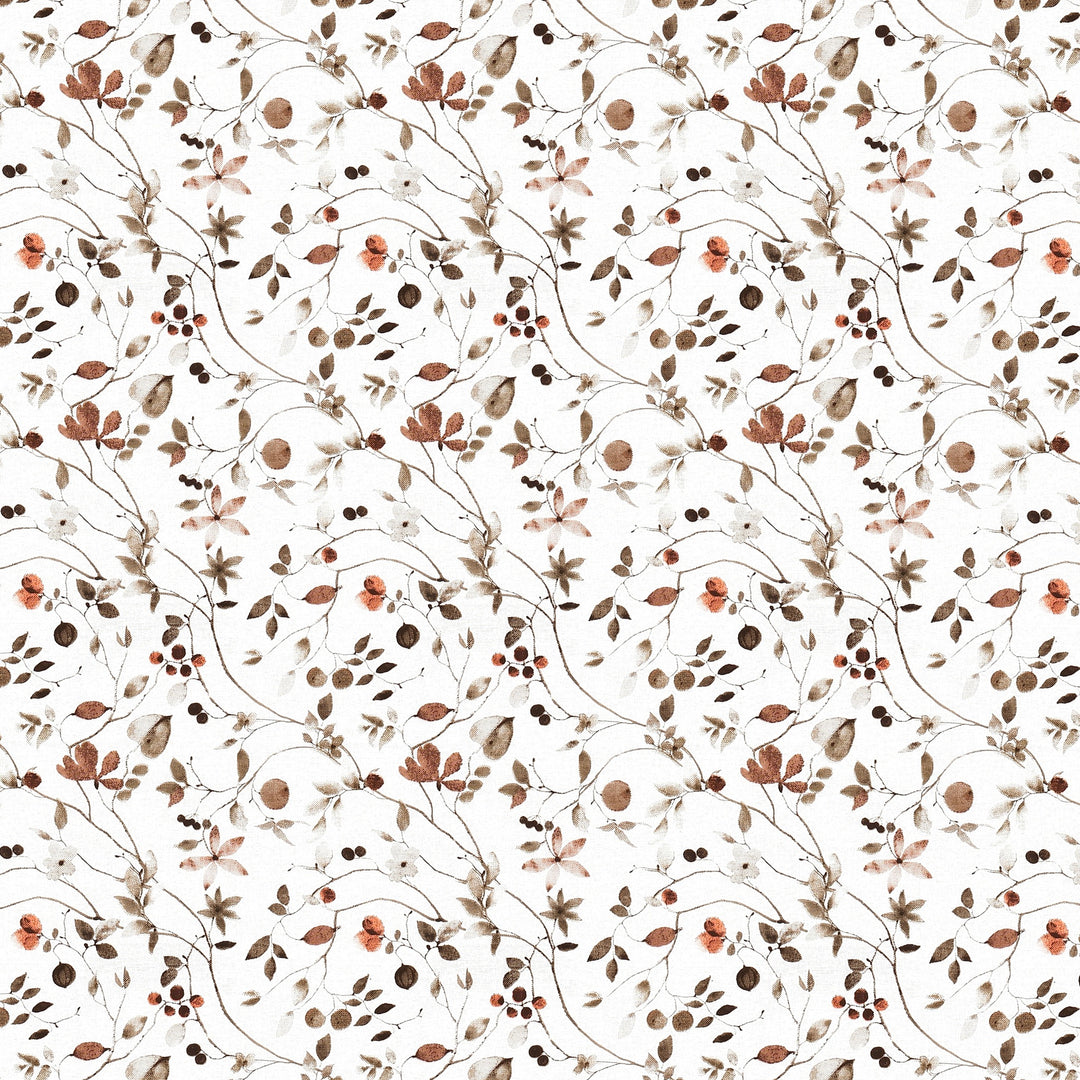 Bella Casa Fashion & Retail Ltd BEDSHEET 60 X 90 Inch / Brown / Cotton Bella Casa Single Size Cotton Bedsheet with 1 Pillow Cover Floral Design Brown Colour - Stella Collection
