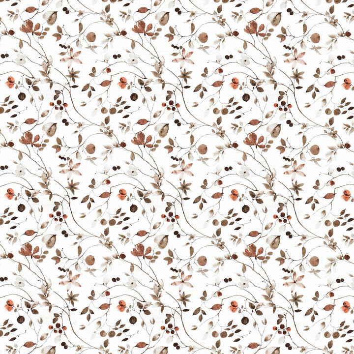 Bella Casa Fashion & Retail Ltd BEDSHEET 60 X 90 Inch / Brown / Cotton Bella Casa Single Size Cotton Bedsheet with 1 Pillow Cover Floral Design Brown Colour - Stella Collection