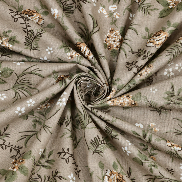 Bella Casa Fashion & Retail Ltd BEDSHEET 60 X 90 Inch / Brown & Multi / Cotton Bella Casa Single Size Cotton Bedsheet with 1 Pillow Cover Floral Design Brown & Multi Colour - Stella Collection