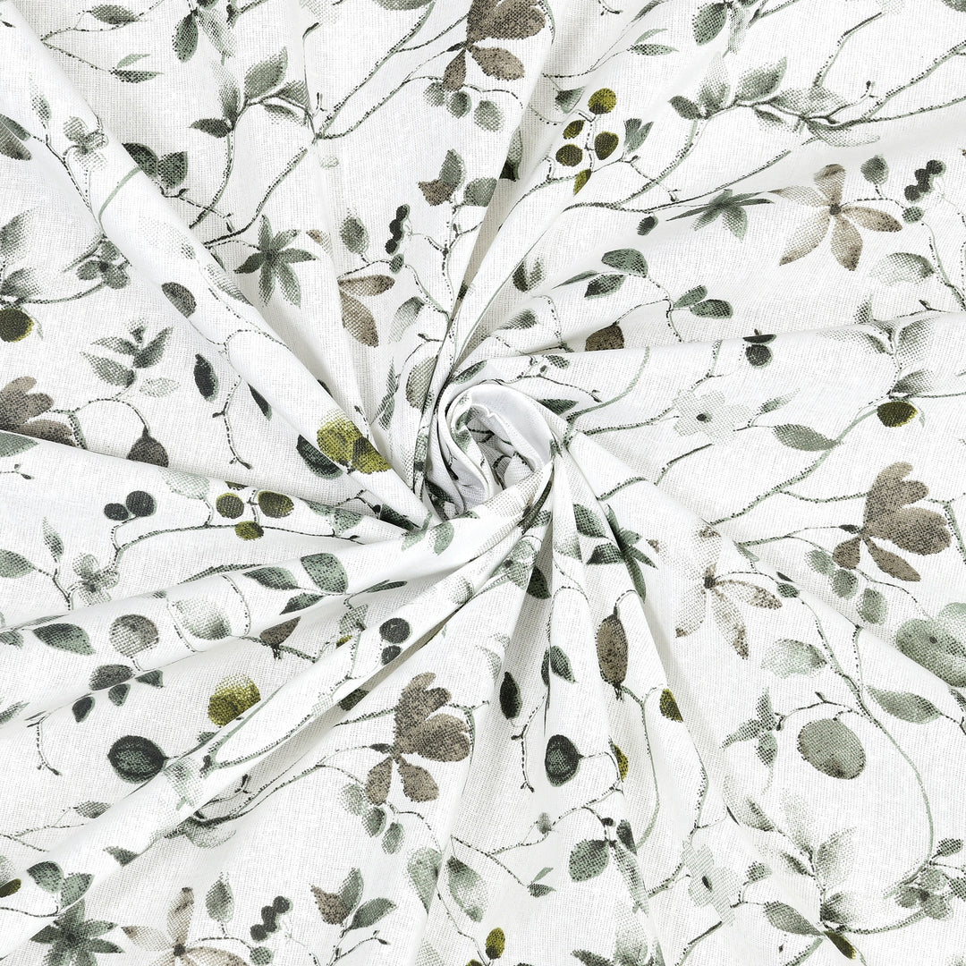 Bella Casa Fashion & Retail Ltd BEDSHEET 60 X 90 Inch / Green / Cotton Bella Casa Single Size Cotton Bedsheet with 1 Pillow Cover Floral Design Green Colour - Stella Collection