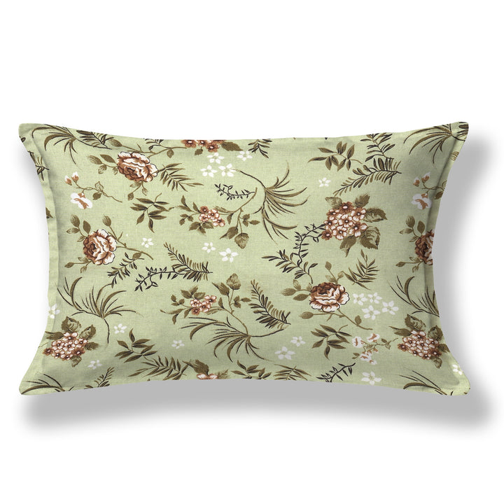 Bella Casa Fashion & Retail Ltd BEDSHEET 60 X 90 Inch / Green & Multi / Cotton Bella Casa Single Size Cotton Bedsheet with 1 Pillow Cover Floral Design Green & Multi Colour - Stella Collection
