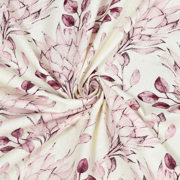 Bella Casa Fashion & Retail Ltd BEDSHEET 60 X 90 Inch / Pink / Cotton Bella Casa Single Size Cotton Bedsheet with 1 Pillow Cover Floral Design Pink Colour - Stella Collection