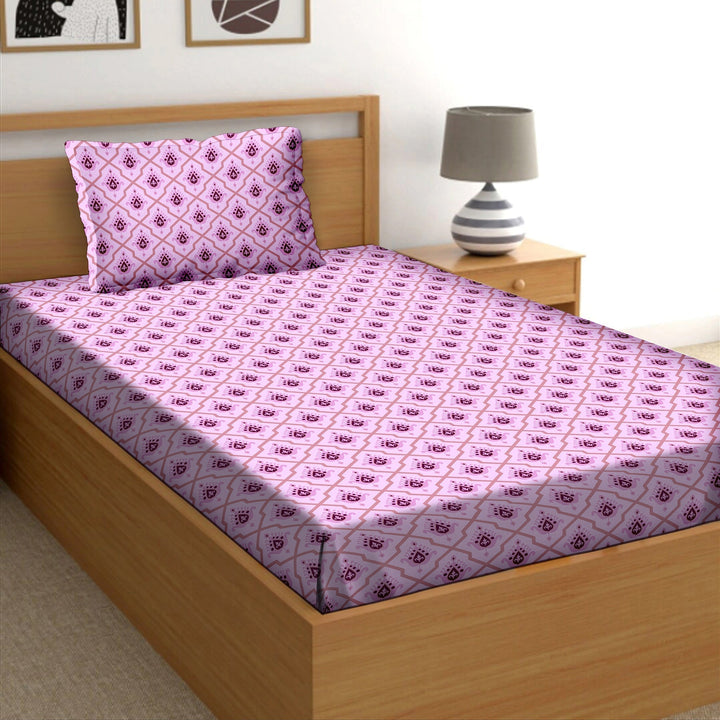 Bella Casa Fashion & Retail Ltd BEDSHEET 60 X 90 Inch / Purple / Cotton Single Bedsheet with 1 Pillow Cover Cotton Purple Colour - Cuddle Collection
