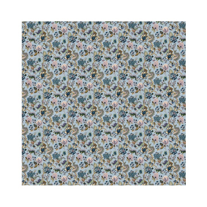 Bella Casa Fashion & Retail Ltd BEDSHEET 72 inch x 78 inch + 10 inch / Blue / 100 % Pure Cotton Double Fitted Bedsheet Set 100% Cotton with 2 Pillow Covers Floral Design Blue Colour - Scarlet Collection