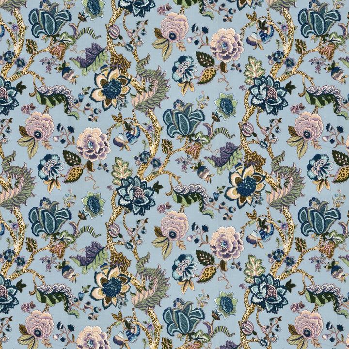 Bella Casa Fashion & Retail Ltd BEDSHEET 72 inch x 78 inch + 10 inch / Blue / 100 % Pure Cotton Double Fitted Bedsheet Set 100% Cotton with 2 Pillow Covers Floral Design Blue Colour - Scarlet Collection