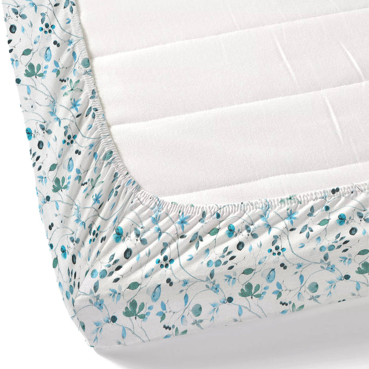 Bella Casa Fashion & Retail Ltd BEDSHEET 72 inch x 78 inch + 10 inch / Blue / 100 % Pure Cotton Double Fitted Bedsheet Set 100% Cotton with 2 Pillow Covers Floral Design Blue Colour - Scarlet Collection