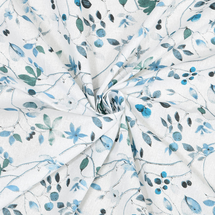 Bella Casa Fashion & Retail Ltd BEDSHEET 72 inch x 78 inch + 10 inch / Blue / 100 % Pure Cotton Double Fitted Bedsheet Set 100% Cotton with 2 Pillow Covers Floral Design Blue Colour - Scarlet Collection
