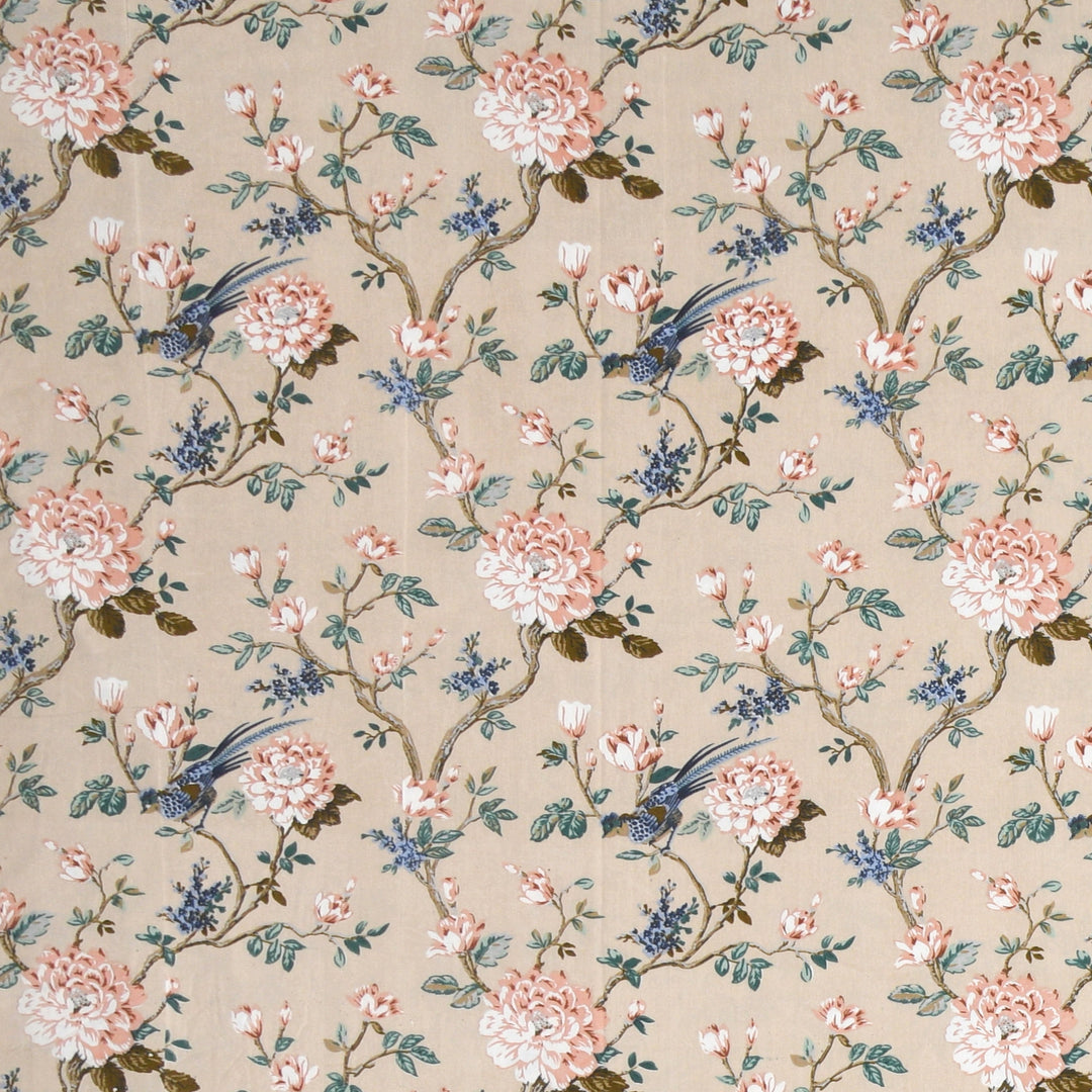 Bella Casa Fashion & Retail Ltd BEDSHEET 72 inch x 78 inch + 10 inch / Blue & Beige / 100 % Pure Cotton Double Fitted Bedsheet Set 100% Cotton with 2 Pillow Covers Floral Design Blue & Beige Colour - Scarlet Collection