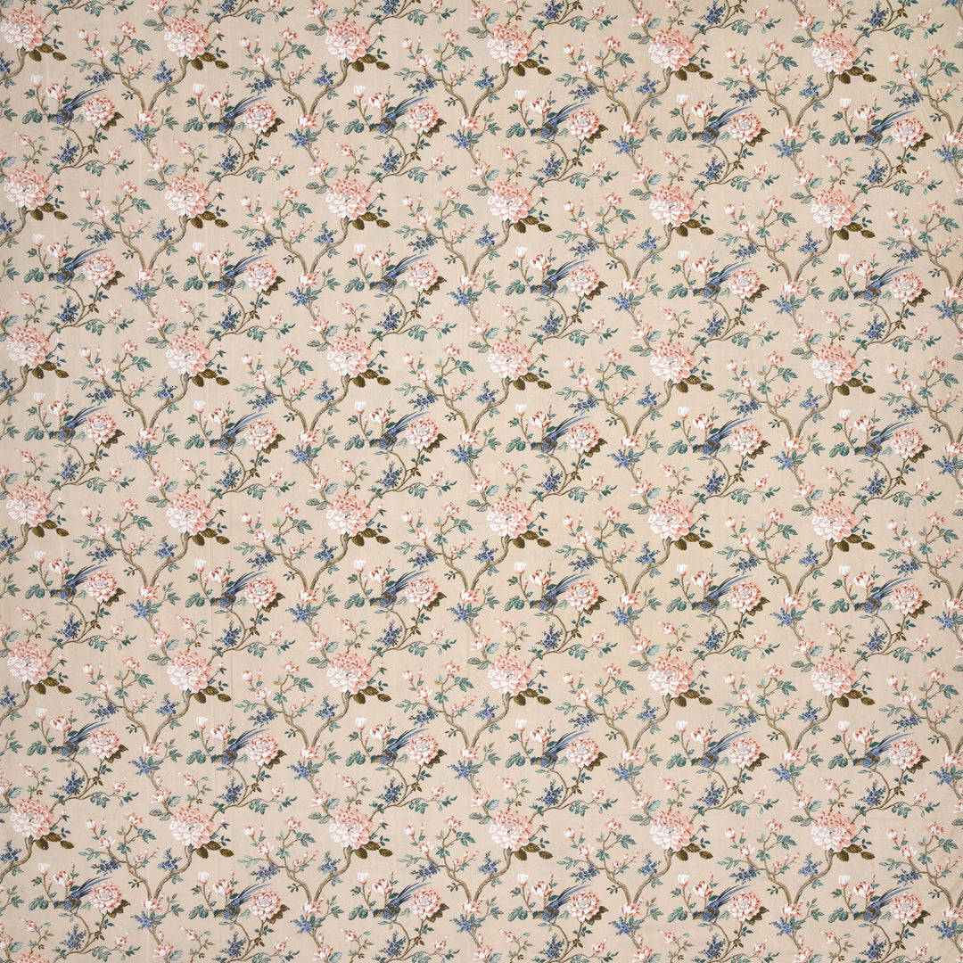 Bella Casa Fashion & Retail Ltd BEDSHEET 72 inch x 78 inch + 10 inch / Blue & Beige / 100 % Pure Cotton Double Fitted Bedsheet Set 100% Cotton with 2 Pillow Covers Floral Design Blue & Beige Colour - Scarlet Collection