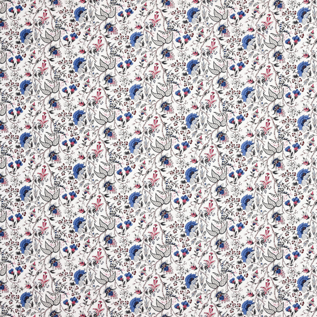 Bella Casa Fashion & Retail Ltd BEDSHEET 72 inch x 78 inch + 10 inch / Blue & Off White / 100 % Pure Cotton Double Fitted Bedsheet Set 100% Cotton with 2 Pillow Covers Floral Design Blue & Off White Colour - Scarlet Collection