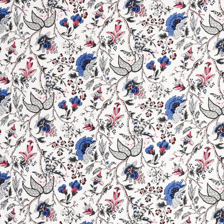 Bella Casa Fashion & Retail Ltd BEDSHEET 72 inch x 78 inch + 10 inch / Blue & Off White / 100 % Pure Cotton Double Fitted Bedsheet Set 100% Cotton with 2 Pillow Covers Floral Design Blue & Off White Colour - Scarlet Collection