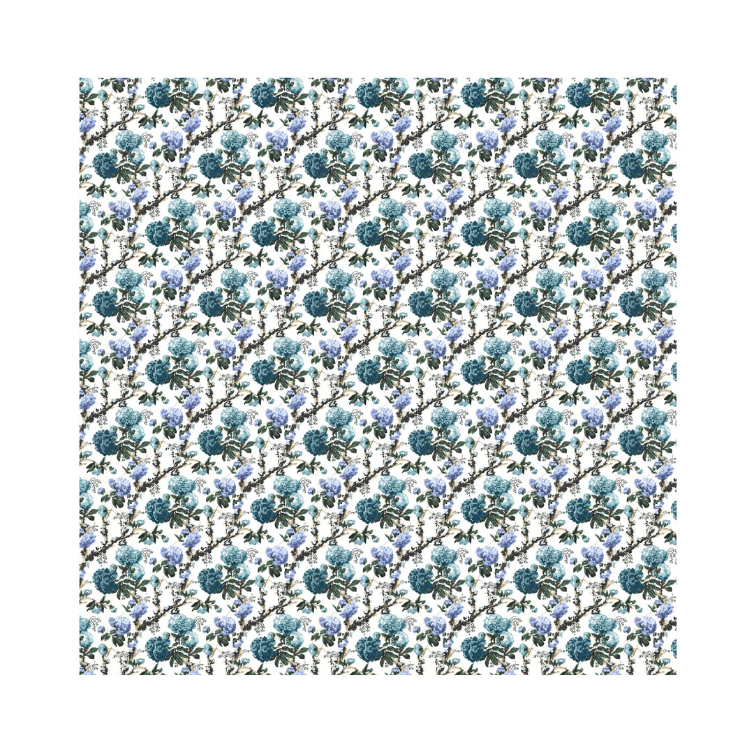 Bella Casa Fashion & Retail Ltd BEDSHEET 72 inch x 78 inch + 10 inch / Blue & Off White / 100 % Pure Cotton Double Fitted Bedsheet Set 100% Cotton with 2 Pillow Covers Floral Design Blue & Off White Colour - Scarlet Collection