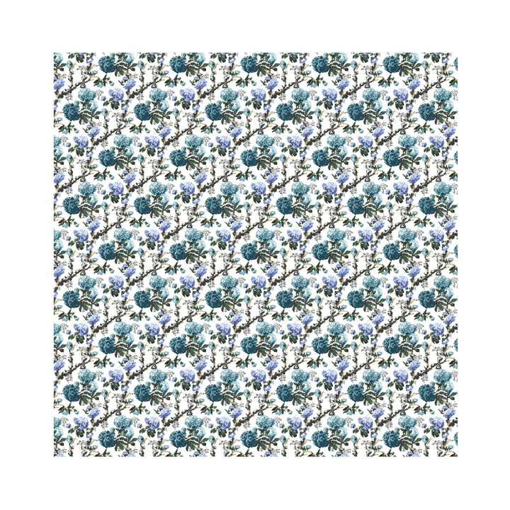 Bella Casa Fashion & Retail Ltd BEDSHEET 72 inch x 78 inch + 10 inch / Blue & Off White / 100 % Pure Cotton Double Fitted Bedsheet Set 100% Cotton with 2 Pillow Covers Floral Design Blue & Off White Colour - Scarlet Collection