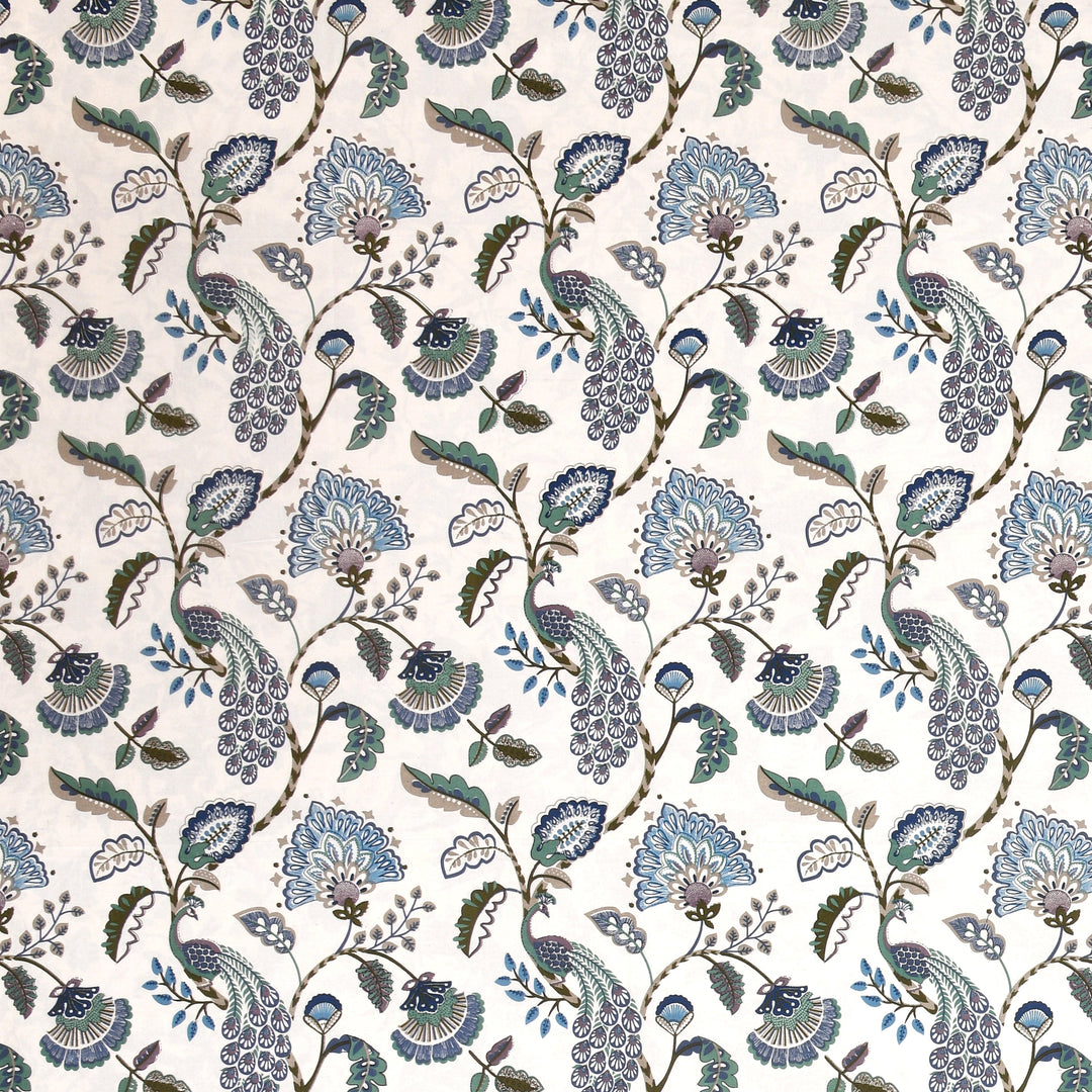 Bella Casa Fashion & Retail Ltd BEDSHEET 72 inch x 78 inch + 10 inch / Blue & White / 100 % Pure Cotton Double Fitted Bedsheet Set 100% Cotton with 2 Pillow Covers Floral Design Blue & White Colour - Scarlet Collection