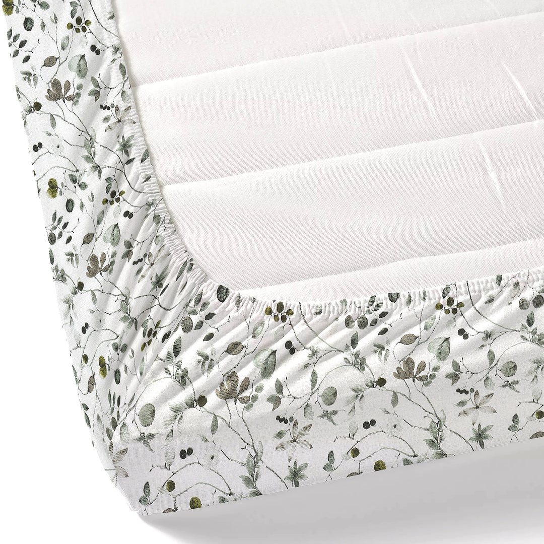 Bella Casa Fashion & Retail Ltd BEDSHEET 72 inch x 78 inch + 10 inch / Green / 100 % Pure Cotton Double Fitted Bedsheet Set 100% Cotton with 2 Pillow Covers Floral Design Green Colour - Scarlet Collection