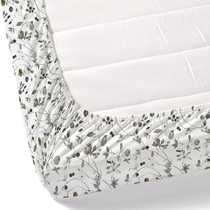 Bella Casa Fashion & Retail Ltd BEDSHEET 72 inch x 78 inch + 10 inch / Green / 100 % Pure Cotton Double Fitted Bedsheet Set 100% Cotton with 2 Pillow Covers Floral Design Green Colour - Scarlet Collection