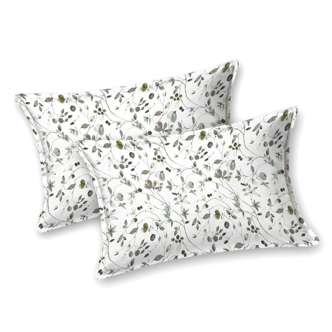 Bella Casa Fashion & Retail Ltd BEDSHEET 72 inch x 78 inch + 10 inch / Green / 100 % Pure Cotton Double Fitted Bedsheet Set 100% Cotton with 2 Pillow Covers Floral Design Green Colour - Scarlet Collection