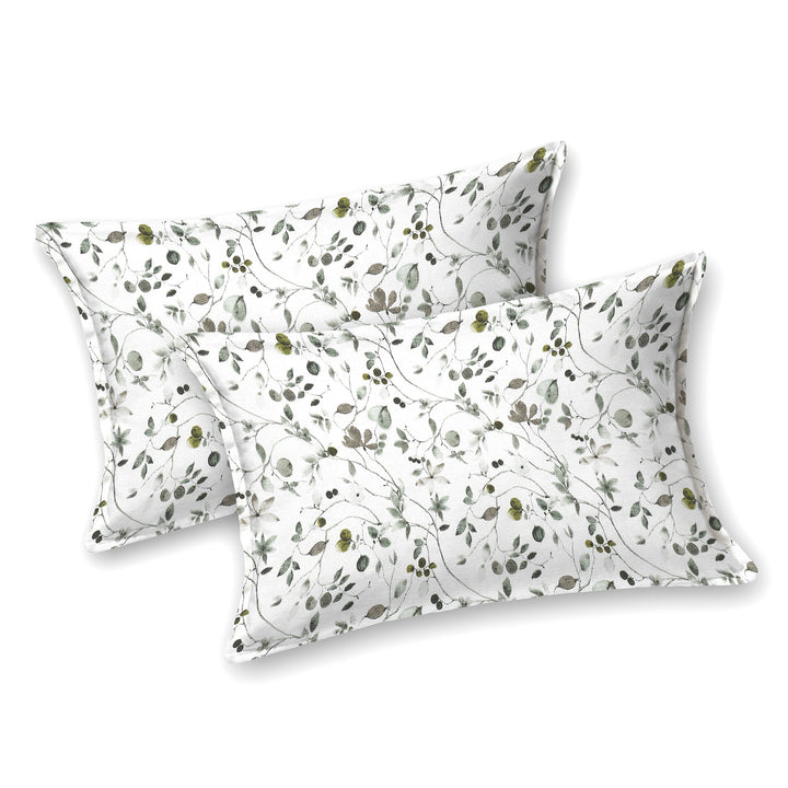 Bella Casa Fashion & Retail Ltd BEDSHEET 72 inch x 78 inch + 10 inch / Green / 100 % Pure Cotton Double Fitted Bedsheet Set 100% Cotton with 2 Pillow Covers Floral Design Green Colour - Scarlet Collection