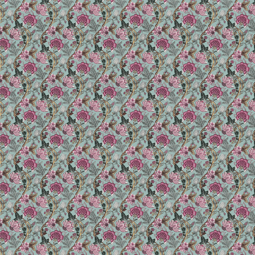 Bella Casa Fashion & Retail Ltd BEDSHEET 72 inch x 78 inch + 10 inch / Mint Green and Magenta / 100 % Pure Cotton Double Fitted Bedsheet Set 100% Cotton with 2 Pillow Covers Floral Design Mint Green and Magenta Colour - Scarlet Collection