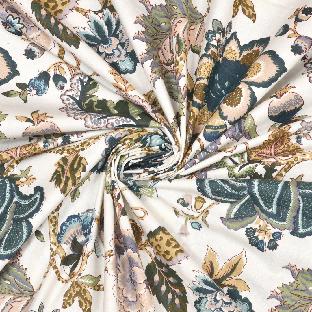 Bella Casa Fashion & Retail Ltd BEDSHEET 72 inch x 78 inch + 10 inch / Multicolor / 100 % Pure Cotton Double Fitted Bedsheet Set 100% Cotton with 2 Pillow Covers Floral Design Multi Colour - Scarlet Collection