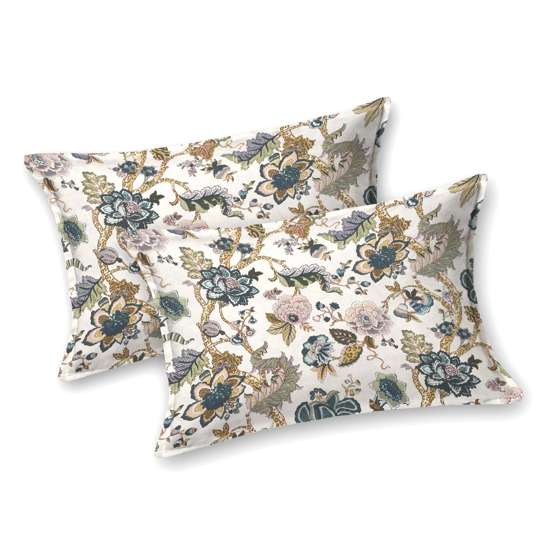 Bella Casa Fashion & Retail Ltd BEDSHEET 72 inch x 78 inch + 10 inch / Multicolor / 100 % Pure Cotton Double Fitted Bedsheet Set 100% Cotton with 2 Pillow Covers Floral Design Multi Colour - Scarlet Collection