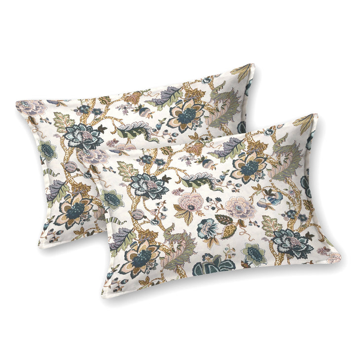 Bella Casa Fashion & Retail Ltd BEDSHEET 72 inch x 78 inch + 10 inch / Multicolor / 100 % Pure Cotton Double Fitted Bedsheet Set 100% Cotton with 2 Pillow Covers Floral Design Multi Colour - Scarlet Collection