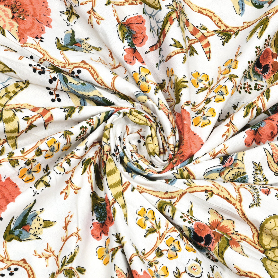 Bella Casa Fashion & Retail Ltd BEDSHEET 72 inch x 78 inch + 10 inch / Multicolor / 100 % Pure Cotton Double Fitted Bedsheet Set 100% Cotton with 2 Pillow Covers Floral Design Multi Colour - Scarlet Collection