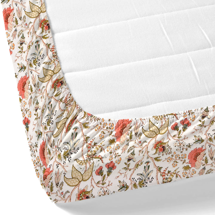 Bella Casa Fashion & Retail Ltd BEDSHEET 72 inch x 78 inch + 10 inch / Multicolor / 100 % Pure Cotton Double Fitted Bedsheet Set 100% Cotton with 2 Pillow Covers Floral Design Multi Colour - Scarlet Collection