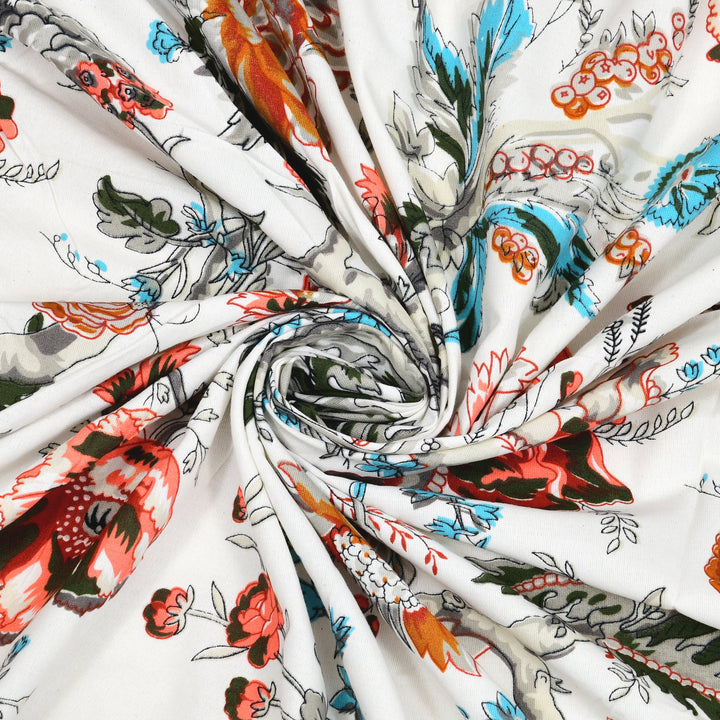 Bella Casa Fashion & Retail Ltd BEDSHEET 72 inch x 78 inch + 10 inch / Multicolor / 100 % Pure Cotton Double Fitted Bedsheet Set 100% Cotton with 2 Pillow Covers Floral Design Multi Colour - Scarlet Collection