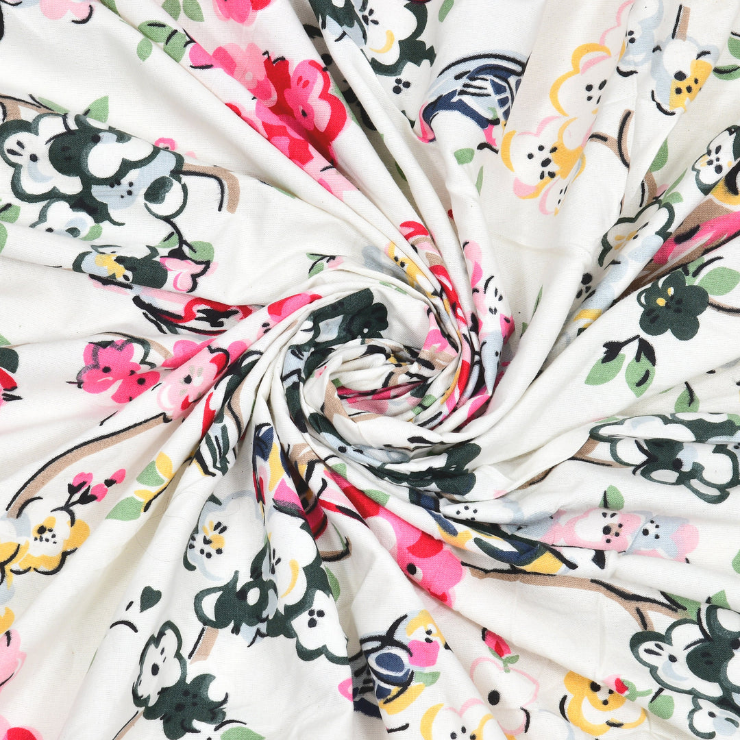 Bella Casa Fashion & Retail Ltd BEDSHEET 72 inch x 78 inch + 10 inch / Multicolor / 100 % Pure Cotton Double Fitted Bedsheet Set 100% Cotton with 2 Pillow Covers Floral Design Multi Colour - Scarlet Collection