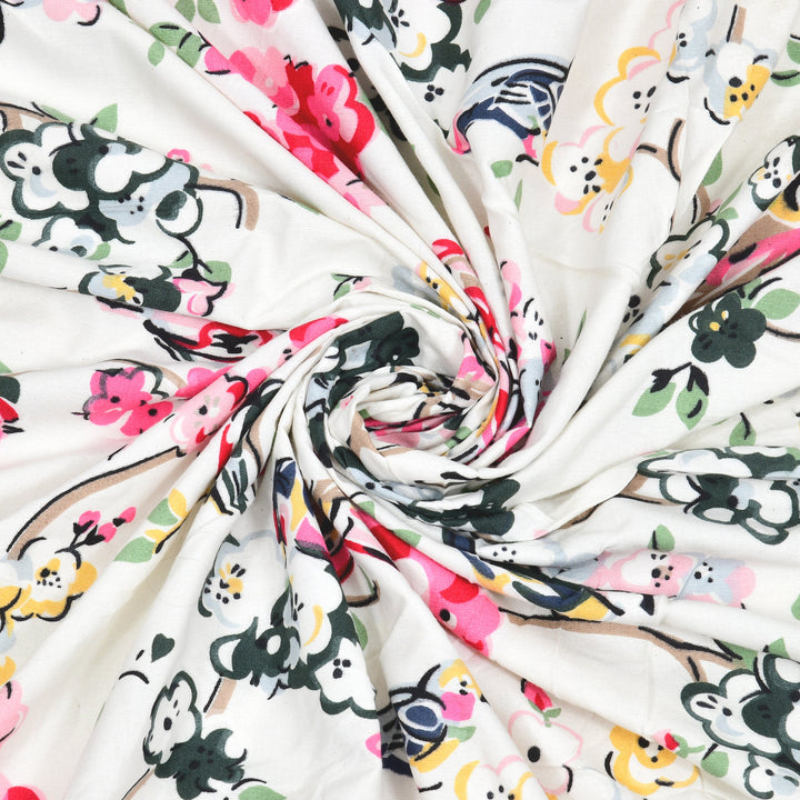 Bella Casa Fashion & Retail Ltd BEDSHEET 72 inch x 78 inch + 10 inch / Multicolor / 100 % Pure Cotton Double Fitted Bedsheet Set 100% Cotton with 2 Pillow Covers Floral Design Multi Colour - Scarlet Collection