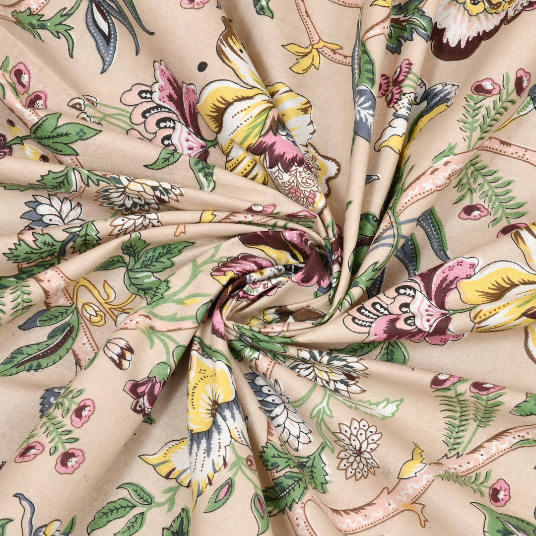 Bella Casa Fashion & Retail Ltd BEDSHEET 72 inch x 78 inch + 10 inch / Multicolor / 100 % Pure Cotton Double Fitted Bedsheet Set 100% Cotton with 2 Pillow Covers Floral Design Multi Colour - Scarlet Collection