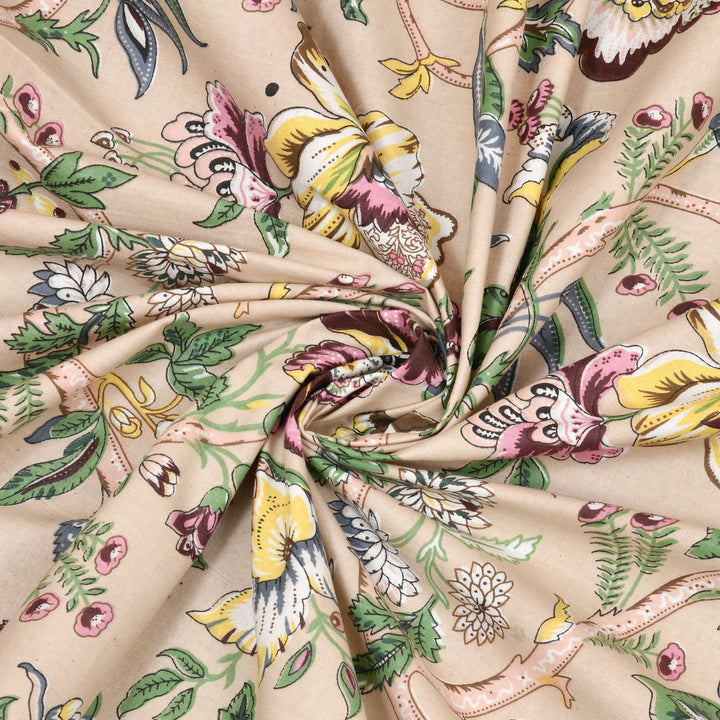 Bella Casa Fashion & Retail Ltd BEDSHEET 72 inch x 78 inch + 10 inch / Multicolor / 100 % Pure Cotton Double Fitted Bedsheet Set 100% Cotton with 2 Pillow Covers Floral Design Multi Colour - Scarlet Collection