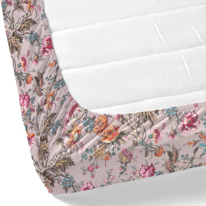 Bella Casa Fashion & Retail Ltd BEDSHEET 72 inch x 78 inch + 10 inch / Multicolor / 100 % Pure Cotton Double Fitted Bedsheet Set 100% Cotton with 2 Pillow Covers Floral Design Multi Colour - Scarlet Collection