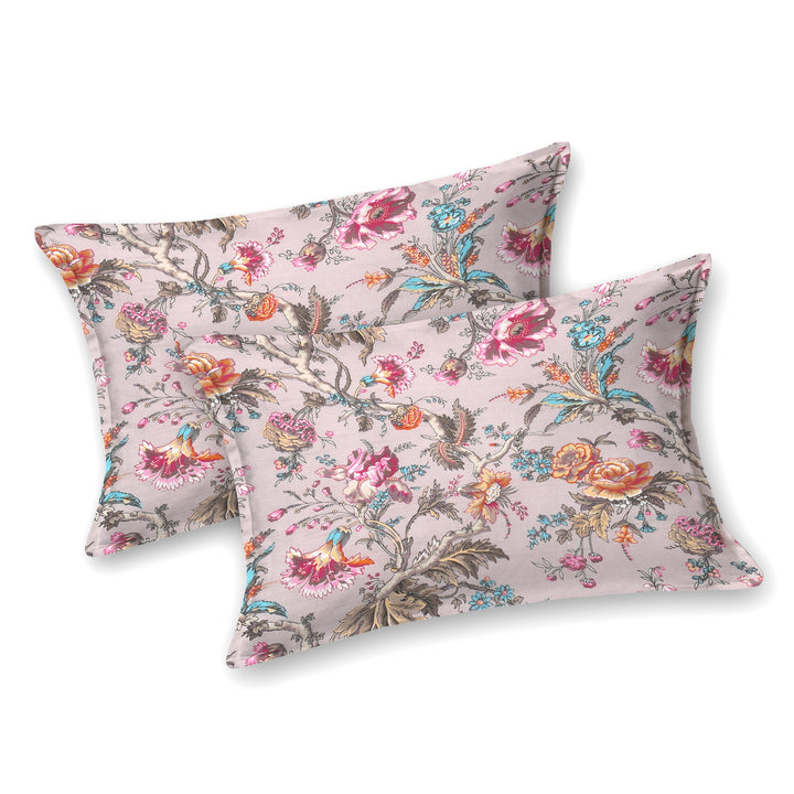 Bella Casa Fashion & Retail Ltd BEDSHEET 72 inch x 78 inch + 10 inch / Multicolor / 100 % Pure Cotton Double Fitted Bedsheet Set 100% Cotton with 2 Pillow Covers Floral Design Multi Colour - Scarlet Collection