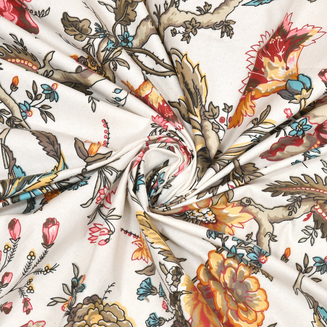 Bella Casa Fashion & Retail Ltd BEDSHEET 72 inch x 78 inch + 10 inch / Multicolor / 100 % Pure Cotton Double Fitted Bedsheet Set 100% Cotton with 2 Pillow Covers Floral Design Multi Colour - Scarlet Collection