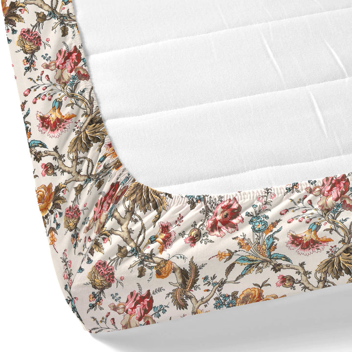 Bella Casa Fashion & Retail Ltd BEDSHEET 72 inch x 78 inch + 10 inch / Multicolor / 100 % Pure Cotton Double Fitted Bedsheet Set 100% Cotton with 2 Pillow Covers Floral Design Multi Colour - Scarlet Collection