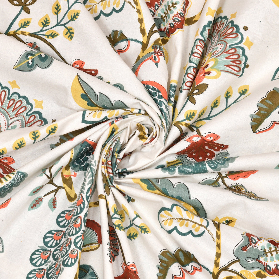 Bella Casa Fashion & Retail Ltd BEDSHEET 72 inch x 78 inch + 10 inch / Multicolor / 100 % Pure Cotton Double Fitted Bedsheet Set 100% Cotton with 2 Pillow Covers Floral Design Multi Colour - Scarlet Collection