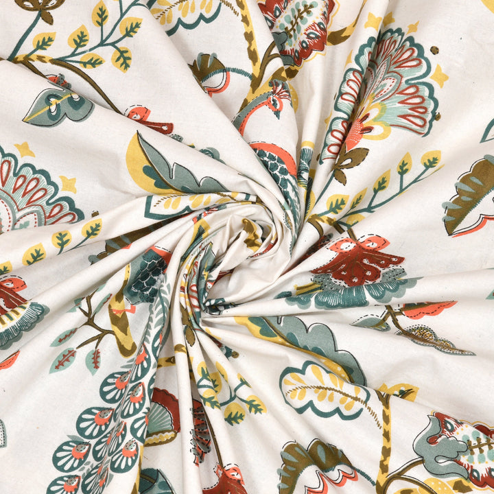 Bella Casa Fashion & Retail Ltd BEDSHEET 72 inch x 78 inch + 10 inch / Multicolor / 100 % Pure Cotton Double Fitted Bedsheet Set 100% Cotton with 2 Pillow Covers Floral Design Multi Colour - Scarlet Collection