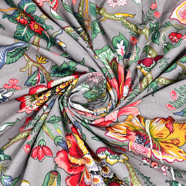 Bella Casa Fashion & Retail Ltd BEDSHEET 72 inch x 78 inch + 10 inch / Multicolor / 100 % Pure Cotton Double Fitted Bedsheet Set 100% Cotton with 2 Pillow Covers Floral Design Multi Colour - Scarlet Collection