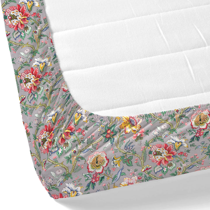 Bella Casa Fashion & Retail Ltd BEDSHEET 72 inch x 78 inch + 10 inch / Multicolor / 100 % Pure Cotton Double Fitted Bedsheet Set 100% Cotton with 2 Pillow Covers Floral Design Multi Colour - Scarlet Collection