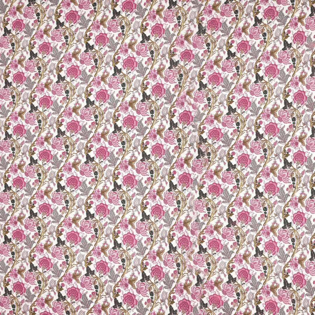 Bella Casa Fashion & Retail Ltd BEDSHEET 72 inch x 78 inch + 10 inch / Pink / 100 % Pure Cotton Double Fitted Bedsheet Set 100% Cotton with 2 Pillow Covers Floral Design Pink Colour - Scarlet Collection