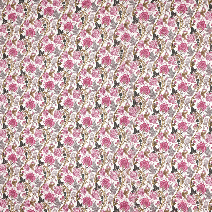 Bella Casa Fashion & Retail Ltd BEDSHEET 72 inch x 78 inch + 10 inch / Pink / 100 % Pure Cotton Double Fitted Bedsheet Set 100% Cotton with 2 Pillow Covers Floral Design Pink Colour - Scarlet Collection