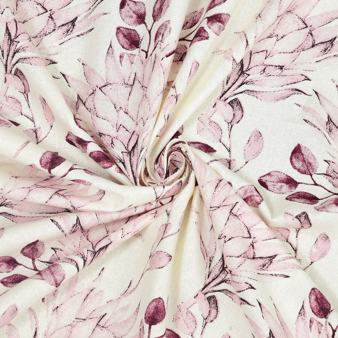 Bella Casa Fashion & Retail Ltd BEDSHEET 72 inch x 78 inch + 10 inch / Pink / 100 % Pure Cotton Double Fitted Bedsheet Set 100% Cotton with 2 Pillow Covers Floral Design Pink Colour - Scarlet Collection