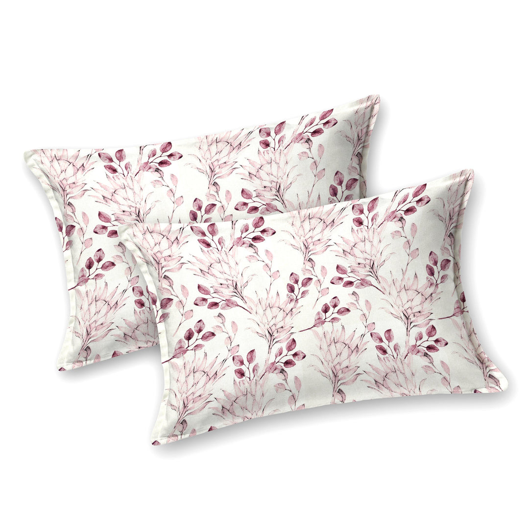 Bella Casa Fashion & Retail Ltd BEDSHEET 72 inch x 78 inch + 10 inch / Pink / 100 % Pure Cotton Double Fitted Bedsheet Set 100% Cotton with 2 Pillow Covers Floral Design Pink Colour - Scarlet Collection