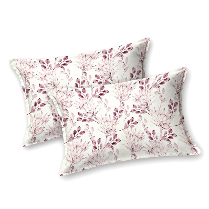 Bella Casa Fashion & Retail Ltd BEDSHEET 72 inch x 78 inch + 10 inch / Pink / 100 % Pure Cotton Double Fitted Bedsheet Set 100% Cotton with 2 Pillow Covers Floral Design Pink Colour - Scarlet Collection