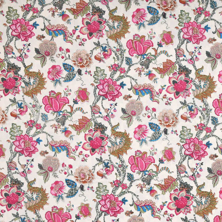 Bella Casa Fashion & Retail Ltd BEDSHEET 72 inch x 78 inch + 10 inch / Pink & Cream / 100 % Pure Cotton Double Fitted Bedsheet Set 100% Cotton with 2 Pillow Covers Floral Design Pink & Cream Colour - Scarlet Collection