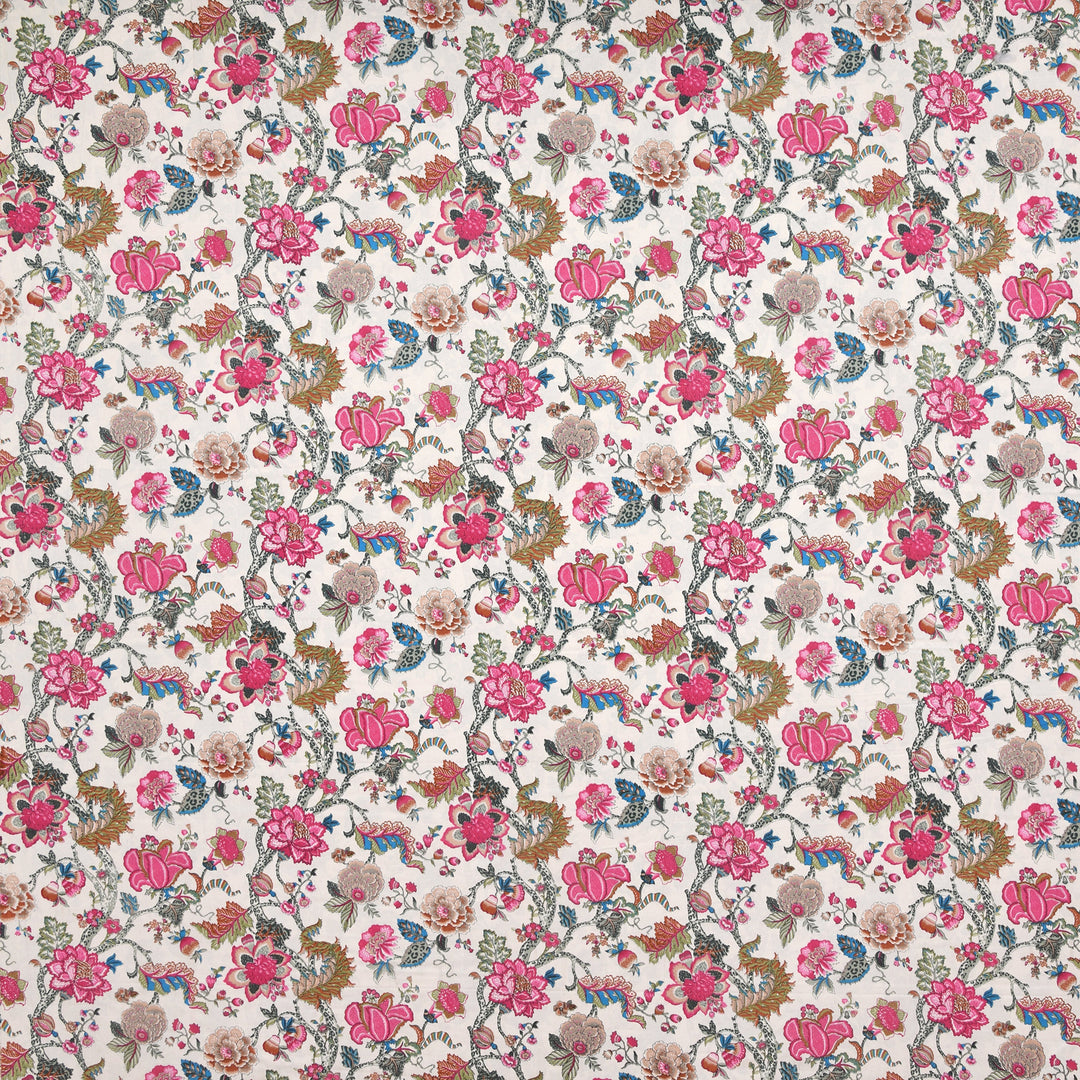 Bella Casa Fashion & Retail Ltd BEDSHEET 72 inch x 78 inch + 10 inch / Pink & Cream / 100 % Pure Cotton Double Fitted Bedsheet Set 100% Cotton with 2 Pillow Covers Floral Design Pink & Cream Colour - Scarlet Collection