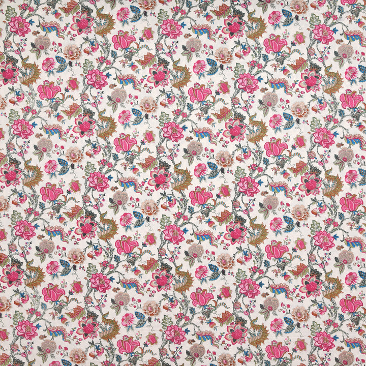 Bella Casa Fashion & Retail Ltd BEDSHEET 72 inch x 78 inch + 10 inch / Pink & Cream / 100 % Pure Cotton Double Fitted Bedsheet Set 100% Cotton with 2 Pillow Covers Floral Design Pink & Cream Colour - Scarlet Collection