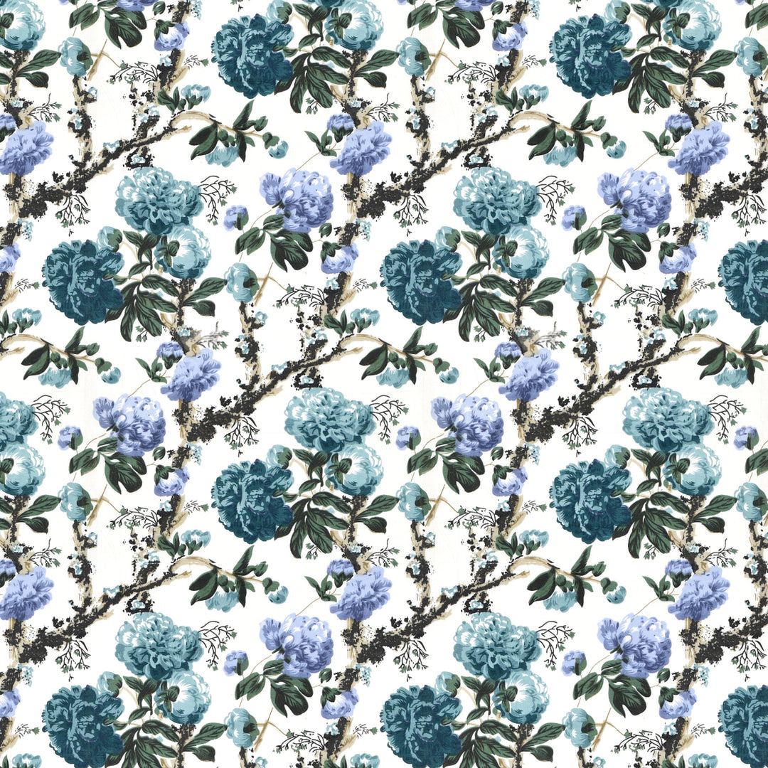 Bella Casa Fashion & Retail Ltd BEDSHEET 72 inch x 78 inch + 10 inch / Teal and Light Blue / 100 % Pure Cotton Double Fitted Bedsheet Set 100% Cotton with 2 Pillow Covers Floral Design Teal and Light Blue Colour - Scarlet Collection